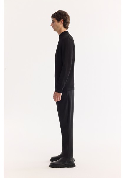 Erkek Siyah Yarım Balıkçi Yaka Basic Düz Rayon Kazak B005151 modelleri
