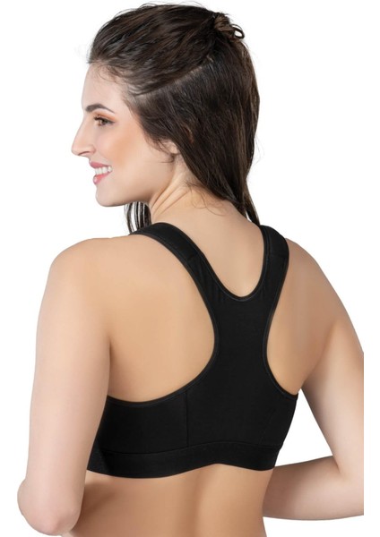 Siyah Mı Emay 184 B Önden Fermuarlı Sporcu Penye Sütyen