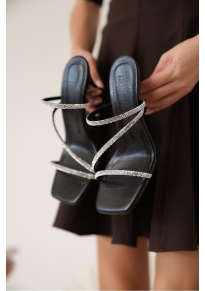 Capella Siyah Kadın Taşlı Topuklu Terlik fiyatları