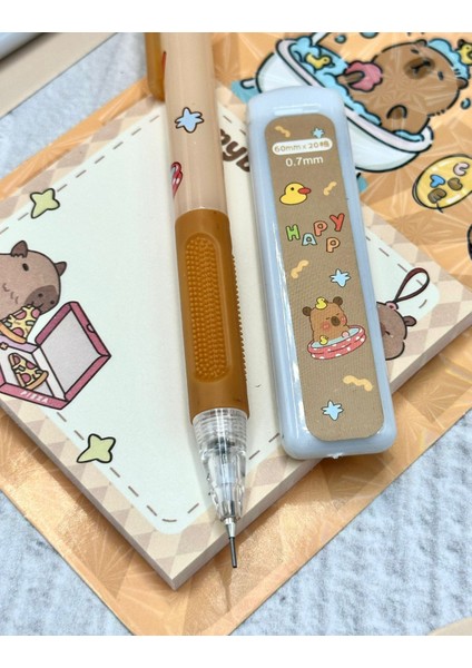 Sevimli Capybara Desenli 0.7 mm Uçlu Versatil Kurşun Kalem Havuz modelleri
