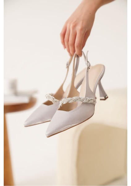 Drey Gümüş Kadın Topuklu Ayakkabı