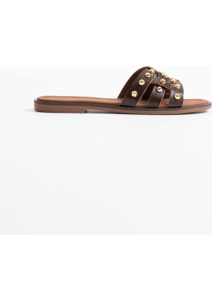 Loose Acı Kahve Hakiki Deri Terlik