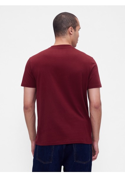 Erkek Kırmızı Organik Pamuk Cepli T-Shirt fırsatları