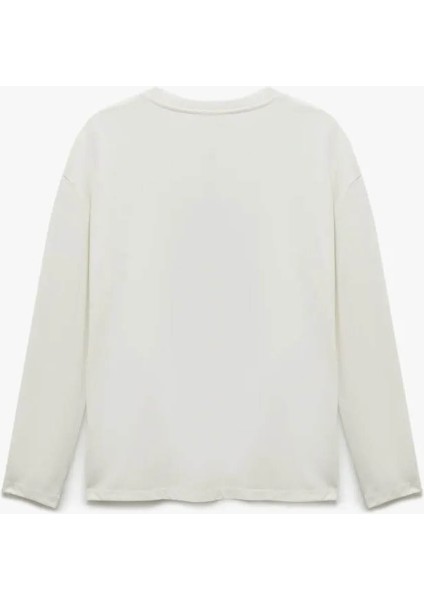 Uzun Kollu Bisiklet Yaka Ekru Kadın Sweatshirt 6WAL10112IK fırsatları