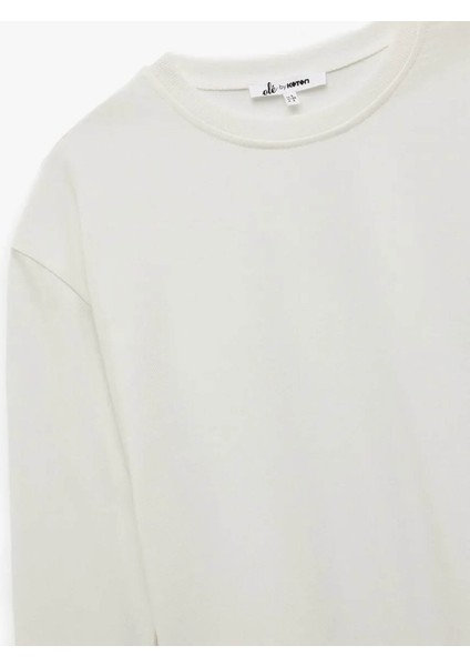 Uzun Kollu Bisiklet Yaka Ekru Kadın Sweatshirt 6WAL10112IK indirimleri