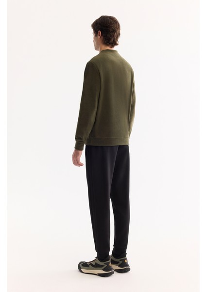 Erkek Haki Bisiklet Yaka Soft Touch Baskılı Polar Regular Fit Sweatshirt A52Y1269 fırsatları