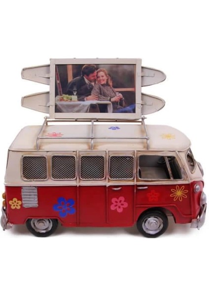 Dekoratif Metal Minibüs Çerçeveli Biblo Kumbaralı (7272)