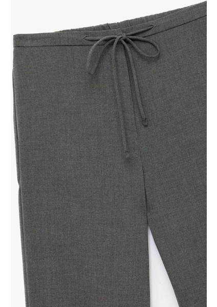 Beli Bağcıklı Cepli Uzun Gri Kadın Pantolon 6WAK40029PW modelleri