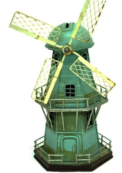 Dekoratif Metal Yel Değirmeni Kumbara Vintage Biblo Hediyelik (7272)