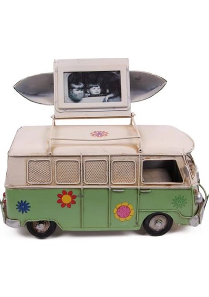 Dekoratif Metal Minibüs Çerçeveli ve Kumbaralı Hediyelik (3098) (7272)