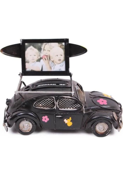 Dekoratif Metal Araba Çerçeveli ve Kumbaralı Vosvos Hediyelik (5579) (7272)