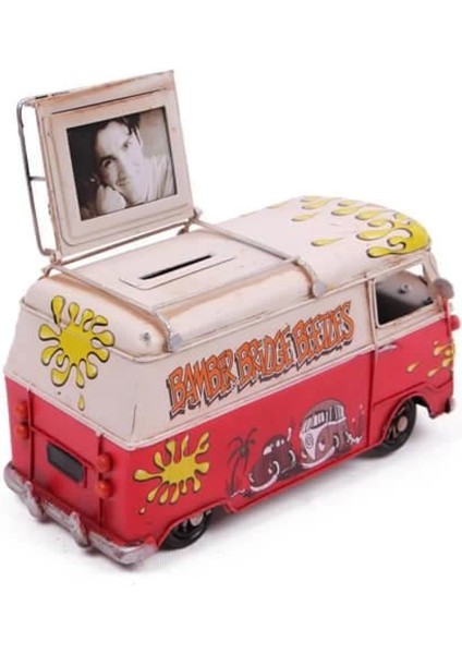 Dekoratif Metal Minibüs Çerçeveli ve Kumbaralı Hediyelik (3831) (7272) modelleri