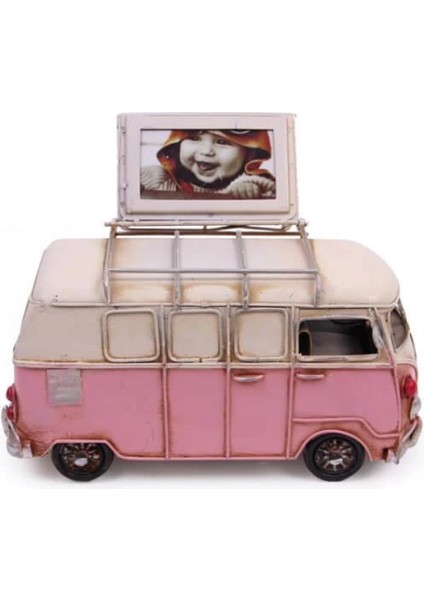 Dekoratif Metal Minibüs Çerçeveli ve Kumbaralı Hediyelik (1370) (7272)