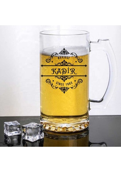 Kişiye Özel Isim ve Yıl Baskılı Cam Bira Bardağı – Hediyelik Tasarım