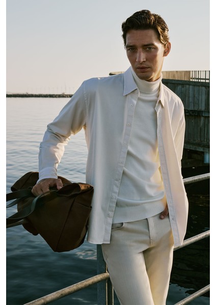 Pamuklu Standart Fit Normal Kesim Tam Balıkçı Yaka Triko Kazak