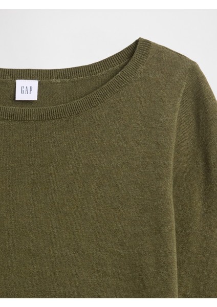 Kadın Yeşil Relaxed Knit Sweatshirt modelleri