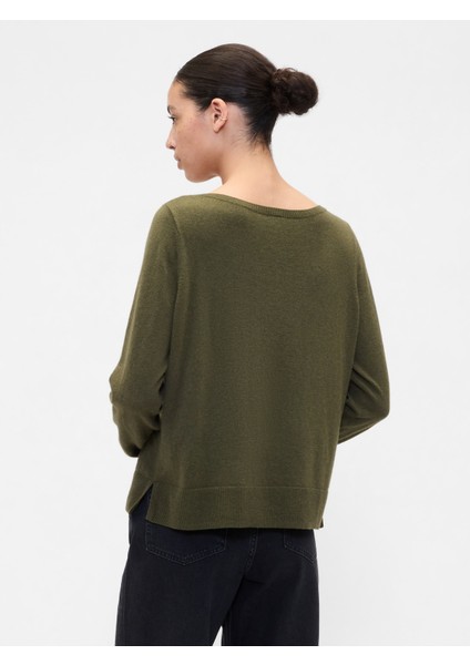 Kadın Yeşil Relaxed Knit Sweatshirt indirimleri