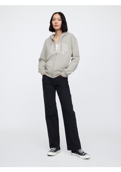 Kadın Gri Gap Logo Fleece Fermuarlı Sweatshirt fırsatları