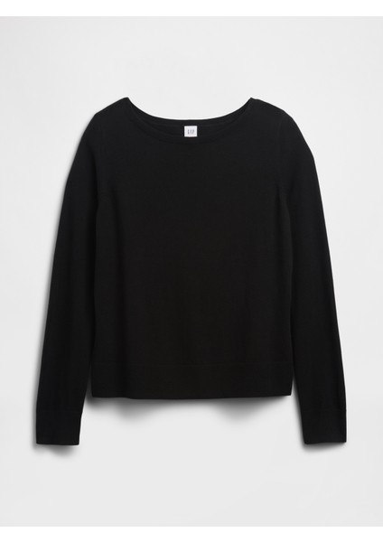 Kadın Siyah Relaxed Knit Sweatshirt fiyatları