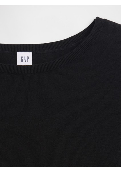 Kadın Siyah Relaxed Knit Sweatshirt modelleri