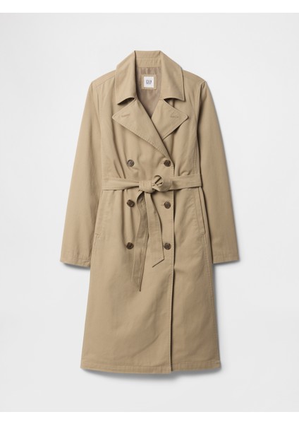 Kadın Krem Kuşaklı Twill Trençkot fiyatları