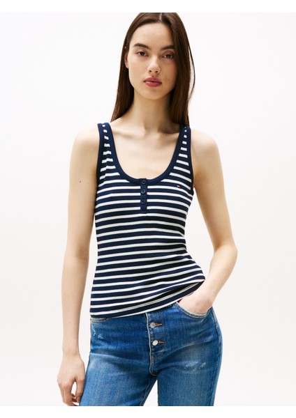 Tommy Hılfıger Tjw Slım Henley Waffle Tank T-Shirt