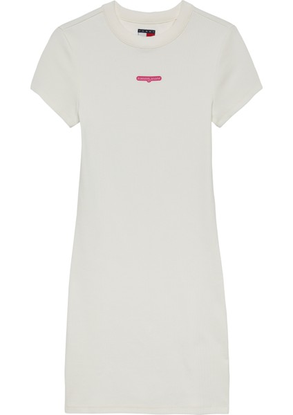 Tommy Hılfıger Tjw Scrıpt Mını Rıb Dress Ext Elbise
