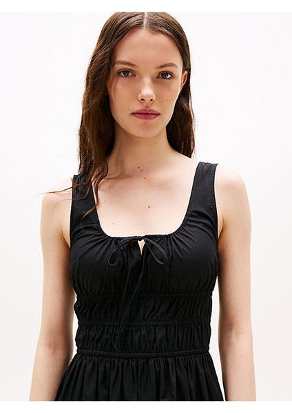 Tommy Hılfıger Tjw Rouche Mıdı Poplın Dress Ext Elbise modelleri