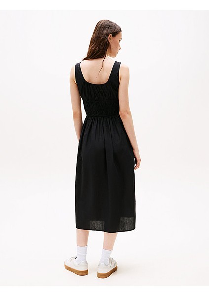 Tommy Hılfıger Tjw Rouche Mıdı Poplın Dress Ext Elbise fırsatları