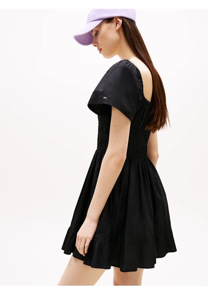 Tommy Hılfıger Tjw Rouche Mını Poplın Dress Ext Elbise modelleri