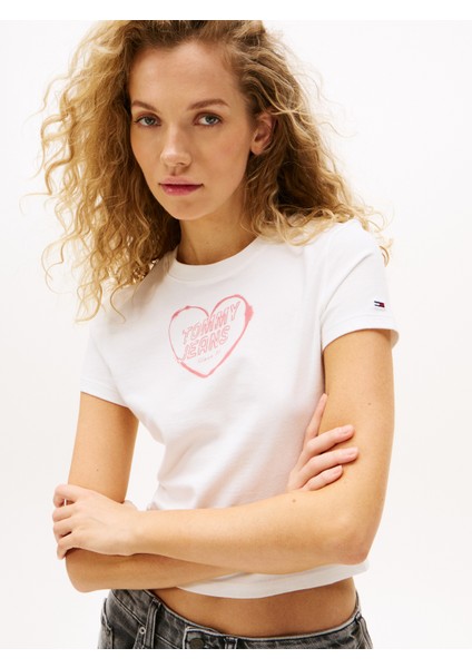 Tommy Hılfıger Tjw Slım Sh Heart Tee T-Shirt modelleri
