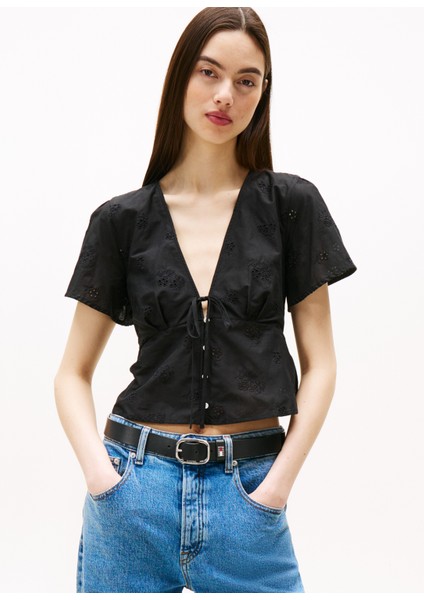 Tommy Hılfıger Tjw Tıe Front Broderıe Blouse Gömlek