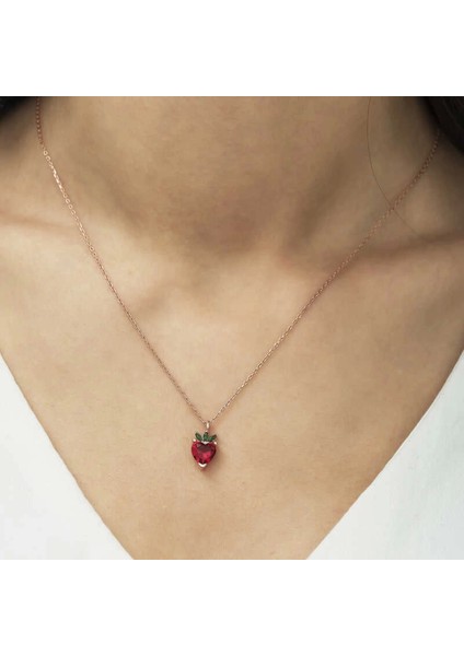​925 Ayar Gümüş Rose Çilek Figür Meyve Kolye T5294 (7272) fiyatları