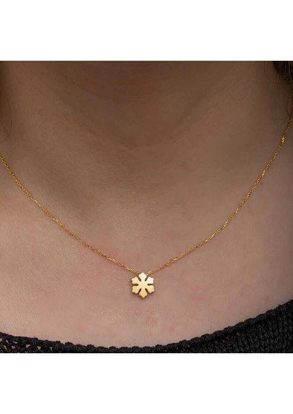 925 Ayar Gümüş Gold Minimal Kar Tanesi Kadın Kolye T8658 (7272) indirimleri