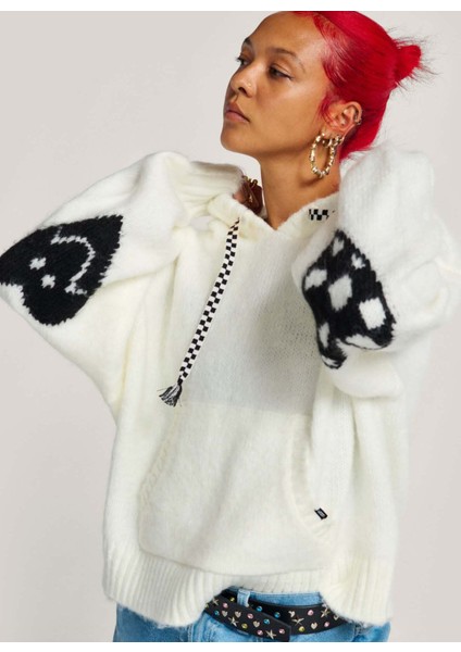 VN000R52FS81-KAWAII Sweater Hoodie Bej Kapüşon Yaka Normal Düz Kadın Sweatshırt fiyatları