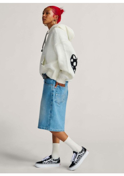 VN000R52FS81-KAWAII Sweater Hoodie Bej Kapüşon Yaka Normal Düz Kadın Sweatshırt modelleri