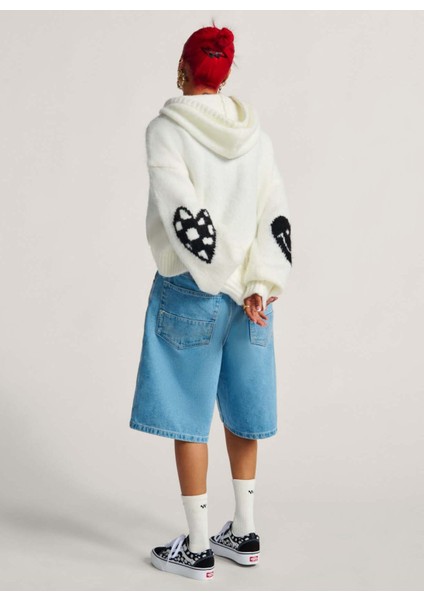 VN000R52FS81-KAWAII Sweater Hoodie Bej Kapüşon Yaka Normal Düz Kadın Sweatshırt indirimleri