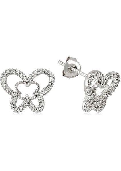 925 Ayar Gümüş Çivili Kelebek Küpe EA1540006 (7272)