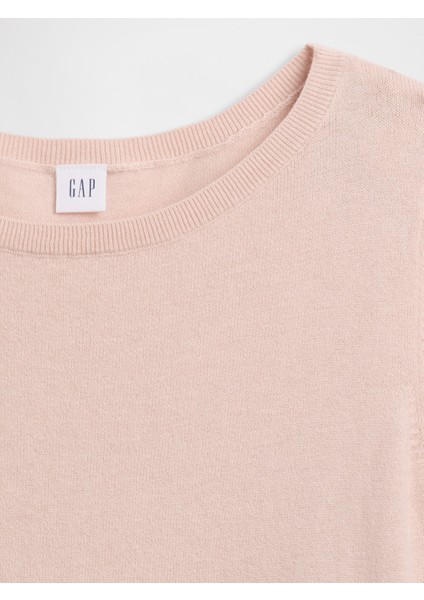 Kadın Açık Pembe Relaxed Knit Sweatshirt modelleri