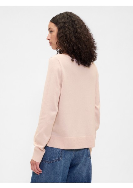 Kadın Açık Pembe Relaxed Knit Sweatshirt indirimleri