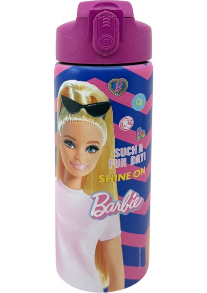 Çok Renkli Çocuk Matarası 3451-BARBIE Çelik Matara