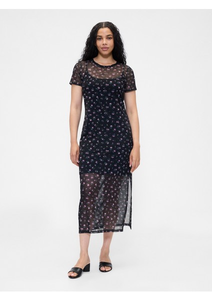 Kadın Çiçek Desenli Mesh Maxi Elbise fırsatları