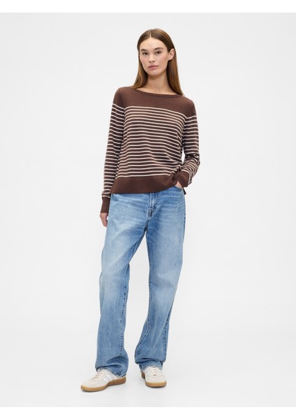 Kadın Kahverengi Striped Pullover fırsatları