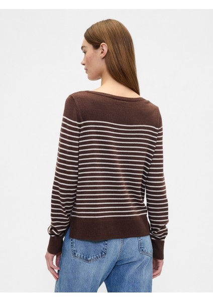 Kadın Kahverengi Striped Pullover indirimleri
