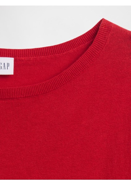 Kadın Kırmızı Relaxed Knit Sweatshirt modelleri