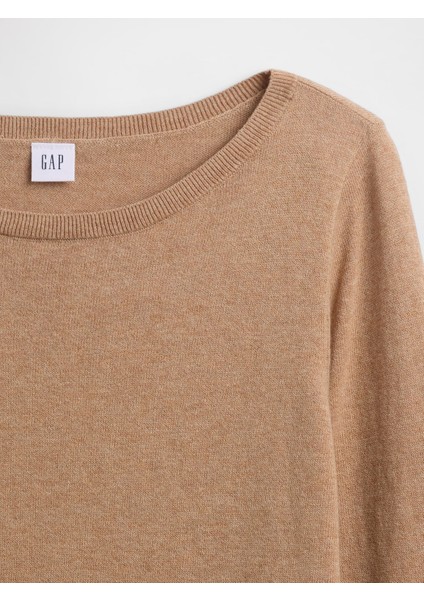 Kadın Açık Kahverengi Relaxed Knit Sweatshirt modelleri