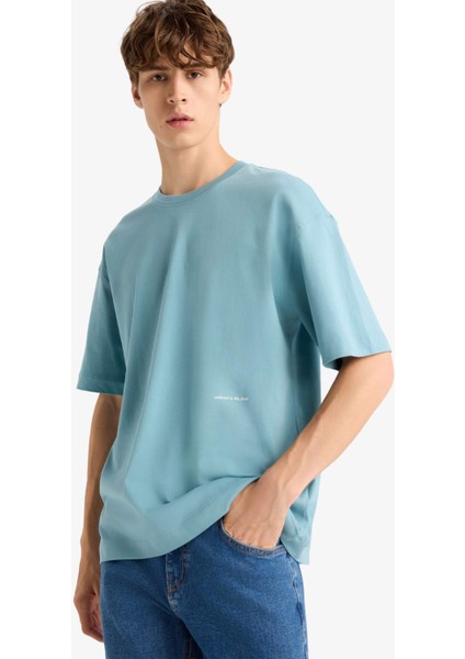 Boxy Fit Bisiklet Yaka Baskılı Kısa Kollu Tişört F5502AX25HS modelleri