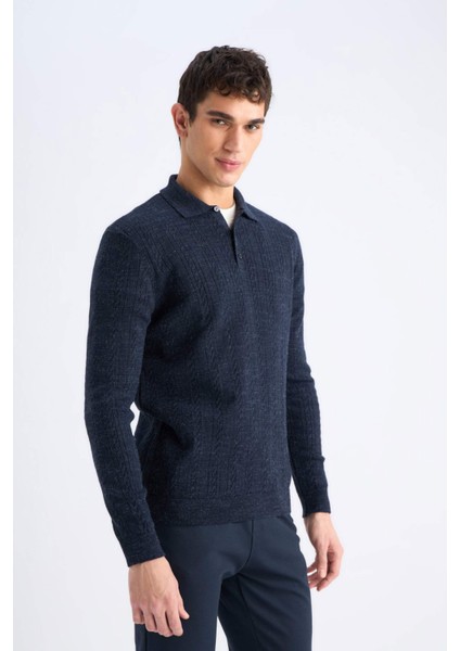 Standart Fit Polo Yaka Triko Kazak E6366AX24WN modelleri