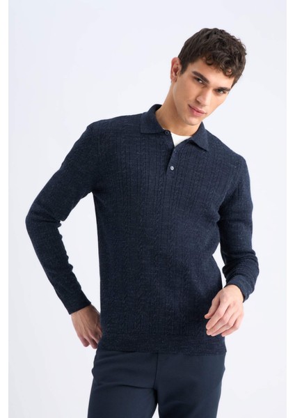 Standart Fit Polo Yaka Triko Kazak E6366AX24WN fırsatları