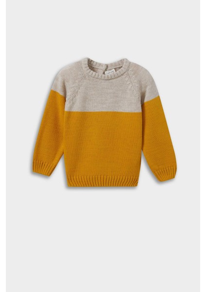 Erkek Bebek Bisiklet Yaka Renk Bloklu Triko Kazak C8875A525AU